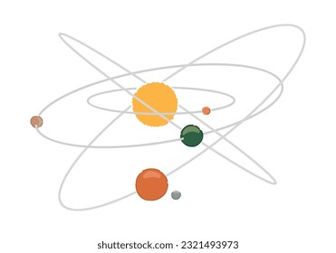 Abstract planetary system doodle . Simple astrology science symbol clip art. Cartoon style vector illustration isolated on white..