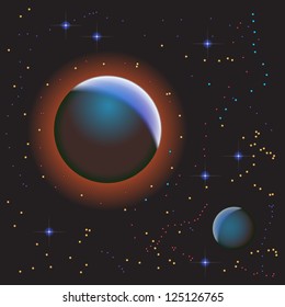 Abstract planets and little stars for texture background decoration. Vector 10 EPS