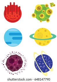 Abstract planets. Vector illustration 