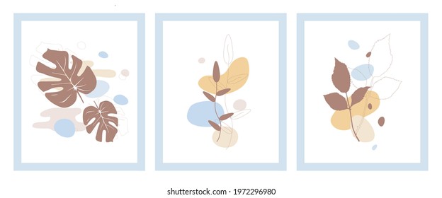 Abstract Plant Art design for print, cover, wallpaper, minimal and natural wall art. Vector illustration. Botanical wall art vector set. 