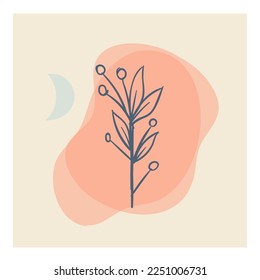 Abstract Plant Art design for print, cover, wallpaper, Minimal and natural wall art. Botanical wall art vector. Tropical Foliage line art drawing with abstract shapes. Vector illustration