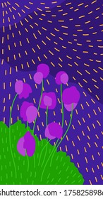 Abstract  plant background. Hand drawn  template for birthday card, summer party invitation, seasonal sale, modern art gallary advertising, t shirt picture or bag print etc. 