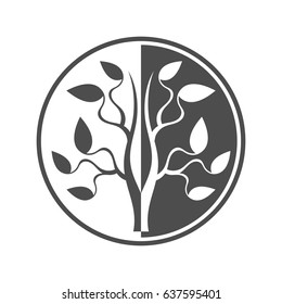 Abstract plant. Black and white tree. 