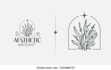 Abstract Plant Botanical Flower Line Art Line Drawing. Universal creative premium symbol. Vector illustration. Creative Minimal design template