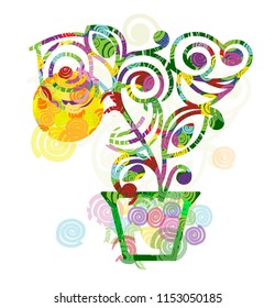 abstract plant with floral details