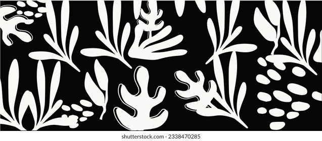 Abstract plant leaf art seamless pattern with colorful freehand doodle collage. Organic leaves cartoon background, simple nature shapes in vintage pastel colors. vector pattern background design 