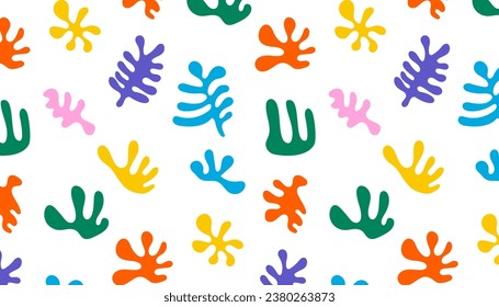 Abstract plant leaf art seamless pattern.Trendy contemporary abstract matisse geometric algae composition	