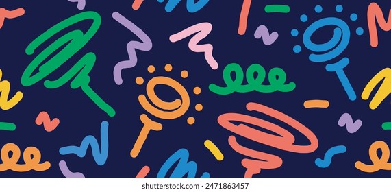 Abstract plant leaf art seamless pattern with colorful freehand doodle collage. Organic leaves cartoon background, simple nature shapes in vintage pastel colors.