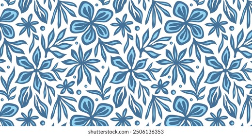Abstract plant leaf art seamless pattern with colorful freehand doodle collage. Organic leaves cartoon background, simple nature shapes in vintage pastel