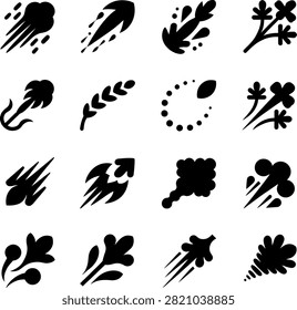 abstract plant leaf and flower silhouette designs with dynamic line art styles for artistic projects