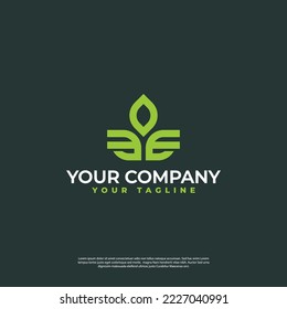abstract plant logo in modern minimalist style