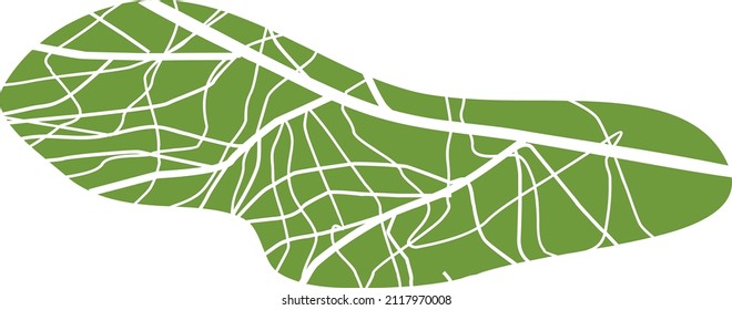 Abstract plant object in form of green spot with veins