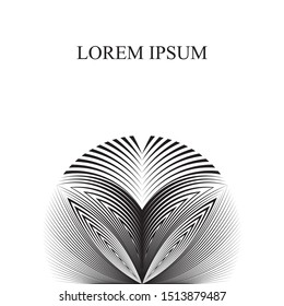Abstract plant pattern, sign, symbol, trendy halftone lines black and white background, vector modern design element.