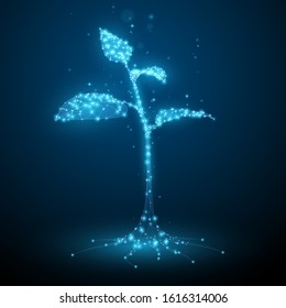Abstract plant seeding in technology style illustration