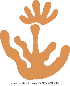 An abstract plant shape with flowing lines and organic forms in a minimalist style. The design features a botanical motif with smooth curves and natural elements. Cartoon vector illustration.