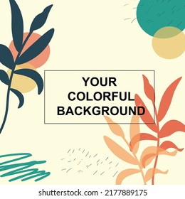 Abstract plant and shapes vector background