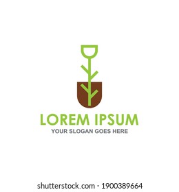abstract plant shovel logo vector
