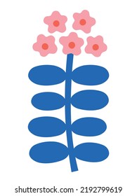 Abstract plant. Simple bloom flower. Naive art, infantile style. Vector illustration.