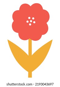 Abstract plant. Simple bloom flower. Naive art, infantile style. Vector illustration.