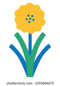 Abstract plant. Simple bloom flower. Naive art, infantile style. Vector illustration.
