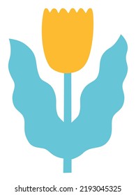 Abstract plant. Simple bloom flower. Naive art, infantile style. Vector illustration.