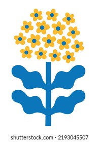 Abstract plant. Simple bloom flower. Naive art, infantile style. Vector illustration.