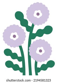 Abstract plant. Simple bloom flower. Naive art, infantile style. Vector illustration.