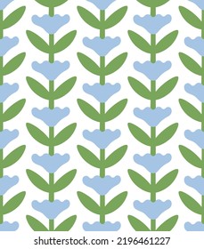 Abstract plant. Simple flower seamless pattern. Naive art, infantile style. Vector illustration.