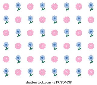 Abstract plant. Simple flower seamless pattern. Naive art, infantile style. Vector illustration.