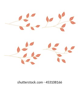 Abstract plant twigs set. Isolated vector illustration.