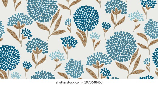 Abstract plant vector hand draw illustrations. Seamless pattern. Flat design. Doodle graphic. Children, kids sketch drawing. Fashion modern style. Endless fabric print.