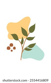 Abstract plant wall decor in boho style. Pastel color. Suitable for postcard, cover, wallpaper, wall art, wall décor
