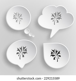 Abstract plant. White flat vector buttons on gray background.