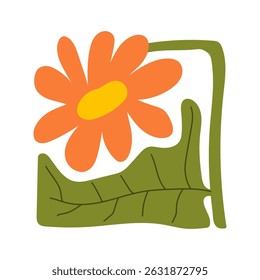 Abstract plants. Botanical doodle background art. Flower and leaves abstract shape. Trendy floral in primitive contemporary style design for print, wallpaper, wall art for home decoration.