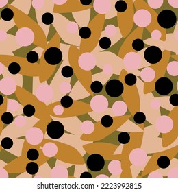 Abstract plants, leaves and bubbles seamless pattern for fabric, notebook cover, print or wallpaper.