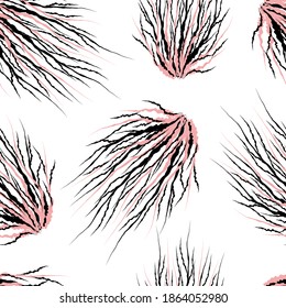 Abstract plants on a white background. Vector seamless pattern.