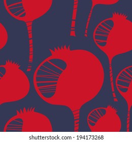 Abstract plants seamless background. Poppy carpels texture. Flat style.