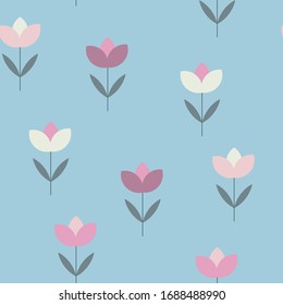 Abstract plants seamless pattern. Spring or summer background with cute little flowers. Flat vintage floral background color in flower.Floral texture