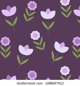 Abstract plants seamless pattern. Spring or summer background with cute little flowers. Flat vintage floral background color in flower.Floral texture