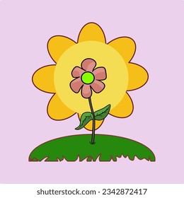 Abstract plants. Simple domestic Flower. Hand drawn colored Vector . Floral design, Naive art, Infantile Style Art. Colorful trendy illustration. All elements are isolated.vector