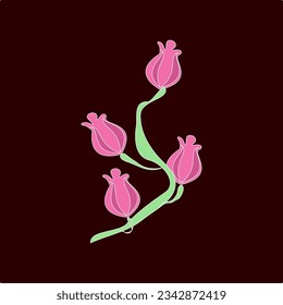Abstract plants. Simple domestic Flower. Hand drawn colored Vector . Floral design, Naive art, Infantile Style Art. Colorful trendy illustration. All elements are isolated.vector