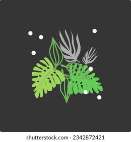 Abstract plants. Simple domestic Flower. Hand drawn colored Vector . Floral design, Naive art, Infantile Style Art. Colorful trendy illustration. All elements are isolated.vector