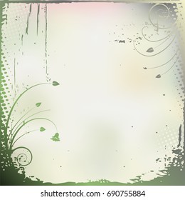 Abstract plants vector background, banner frame