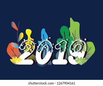abstract plants vector illustration for new year 2019
