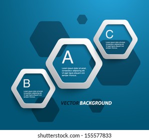 Abstract plastic hexagons panel / banners for business design, infographics, reports, progress, number options, step presentation, websites or workflow layout. Clean and modern style