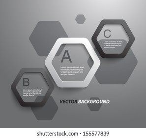 Panel hexagonales plásticos abstractos / banners para diseño de negocios, infografías, informes, progreso, opciones de número, presentación de pasos, sitios web o diseño de flujo de trabajo. El estilo moderno y limpio