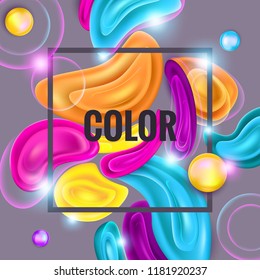 Abstract Plastic Multicolor Shapes on Gray Background. Festive Card or Poster Design