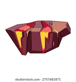 Abstract platform with glowing magma flowing over dark volcanic rock creating a hazardous terrain for game design, fantasy graphics or digital illustration