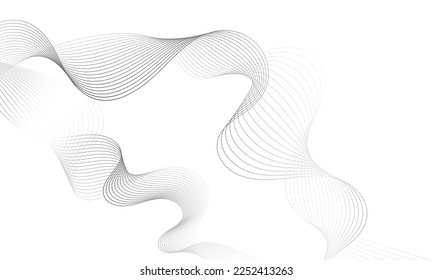 Abstract platinum gradient wave element for design. Digital frequency track equalizer. Stylized line art background. Vector illustration. Wave with lines created using blend tool. Curved wavy line.