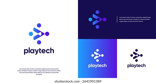 abstract play button, with the concept of digital technology, educational broadcast, science, illustration template design.